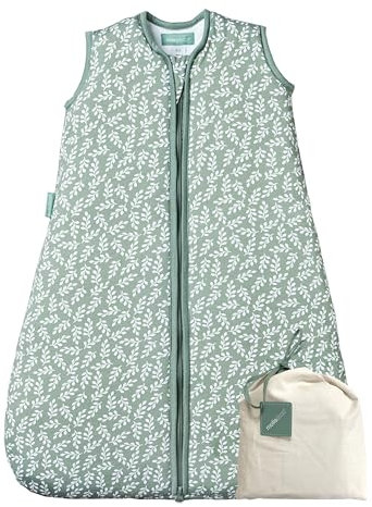 molis&co - Baby Schlafsack 2.5 TOG - Ganzjahres Schlafsack - Babyschlafsack Neugeborene - 100% Baumwolle (Oeko-TEX 100), ärmellos Winterschlafsack wattiert - Premium Qualität - Green Garden (60 cm)