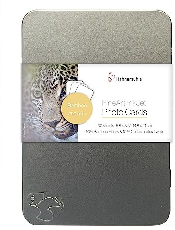 Hahnemühle Inkjet Fotokarten, Mini Foto-Postkarten, Bamboo, matt, naturweiß, 30 Blatt, DIN A5