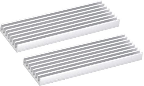 sourcing map 2 Paquet M.2 SSD Dissipateur Thermique Refroidisseur avec Thermique Coussin Alliage Aluminium Chauffage Évier réfrigération Évier pour Ordinateur Portable, 70X22X6mm, Blanc