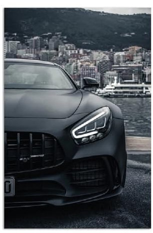 ABCWARRT Moderne Kunst Leinwand Malerei Schwarz Industrial Style Sport Auto Poster Luxus Marke Auto Bild Home Wohnzimmer Sofa Wand Dekor (40 * 50cm Kein Rahmen,1)