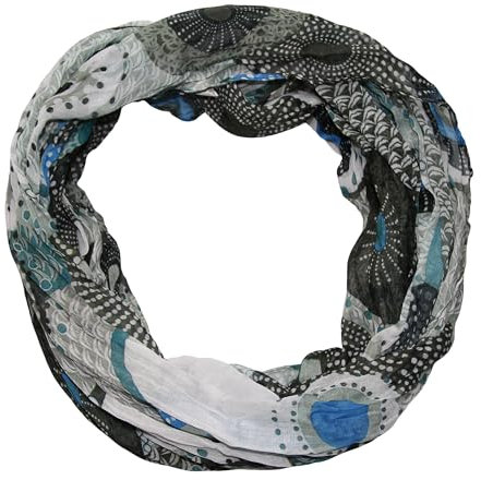 beybey® Retro Damen Seide Loop Schal wahnsinnig schön und sehr fein Seidenschal Kreis-Muster (grau)