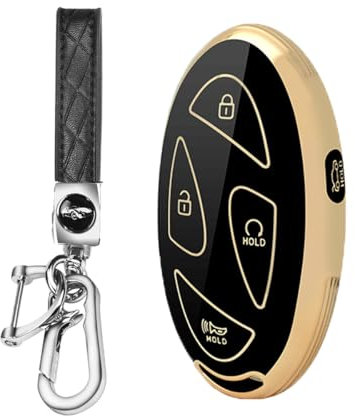 MEDZUK 5 Tasten Schlüsselhülle Kompatibel mit Hyundai Kona SX2 2023-2025 2026 Autoschlüssel Hülle Schutz Zubehör, TPU Schlüsselgehäuse mit Schlüsselanhänger (Schwarz)