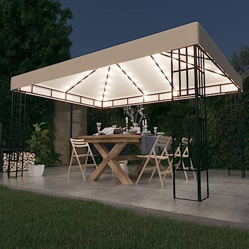 Willood Pavillon mit LED-Lichterkette 3x4 m Cremeweiß