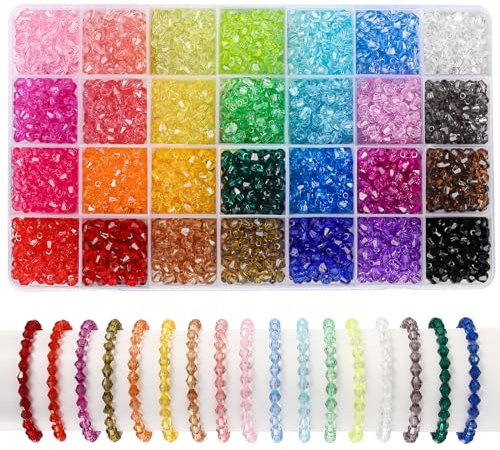 DIYDEC 2800 Stück Kristall facettierte Perlen, 6mm Crystal Bicone Beads Doppelkegel Perlen für Halskette Armbänder Ohrringen Schmuckherstellung DIY Basteln