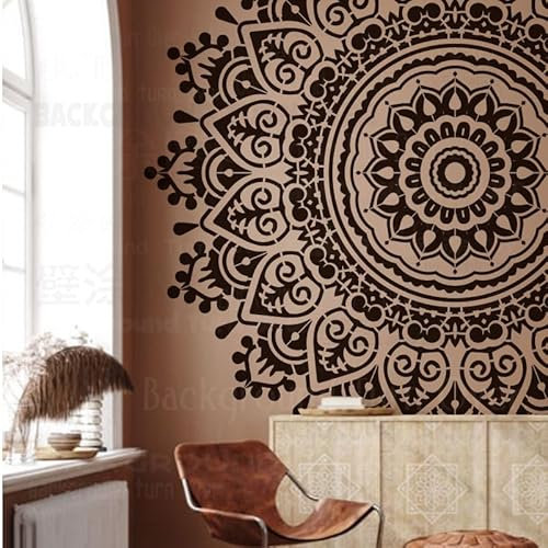 Plantillas redondas de mandala gigante de 150 cm para paredes, plantillas, pintura, decoración, manualidades, refrigeradores, grandes para pintar en la pared, muebles, plantillas, lavado, lavado