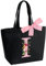 Sac Fourre-Tout Personnalisé avec Initiale, Sac Tote bag avec Noeud Papillon, Adapté pour Mariage Vacances Voyage Anniversaire Noël, Sac Cadeau Parfait pour femmes demoiselles d'honneur maman amis I