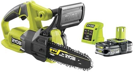 RYOBI - Tronçonneuse compacte 18V - guide 20 cm - tendeur latéral - Livré avec une 2ème chaîne, 1 batterie lithium+ 18V 2,5 Ah et 1 chargeur 1,5 A - RY18CS20A-125/RAC270