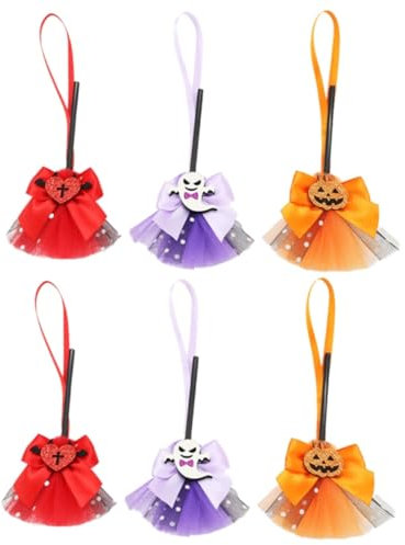 ibasenice 6 Stk Glocken Besen Hängen Zaubererkostüm Kinder Cosplay Besen Künstlicher Minibesen Halloween-Requisiten Zauberer Fliegender Besen Halloween Hängende Verzierung Gittergewebe