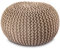 Amago home Strickhocker Pouf Ø45 o. 55cm Bodenkissen Sitzpouf XXL Baumwolle nachhaltig Größe ø 55 cm, Farbe beige