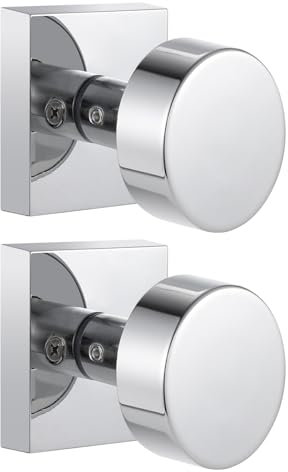 coolnews 2 Pack Polished Chrome Dummy Door Knobs Interior, Single Sided Square Modern Dummy Door Knob Door Handle for Hall/Closet