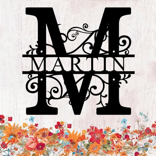 SJZUISL Panneaux en métal personnalisés, Panneau en métal personnalisé avec nom de Famille décoration Murale, Cadeau de Pendaison de crémaillère, entrées extérieures, Portes, Maisons, Jardins