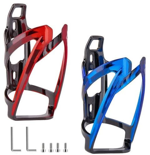 Bike Cup Holder, 2 Pcs Bicycle Drink Cup Holders, Lightweight Drinking Bottle Cage Durable PC Bicycle Bottle Holde fit Bicycles Mountain Bikes and Wheelchair (Red/Blue)