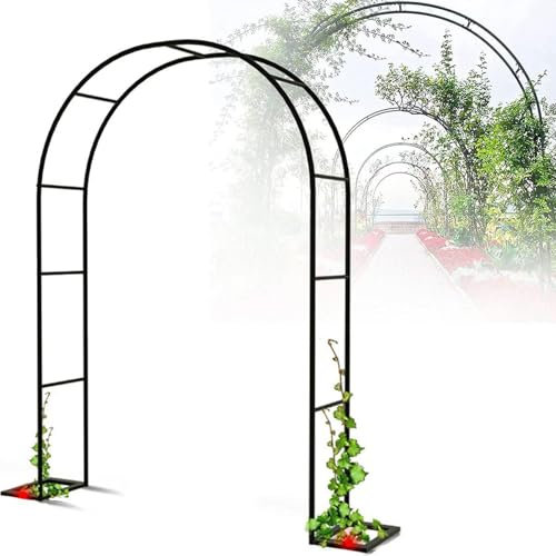 DPQYJPP Metall-Gartenlauben, Hochzeitsbogen, Pergola für den Innen- und Außenbereich, Brautbogen, Laube, Party-Dekoration für Clematis, Rosen-Pflanzenständer für den Außenbereich,Noir-3.5x2.2m