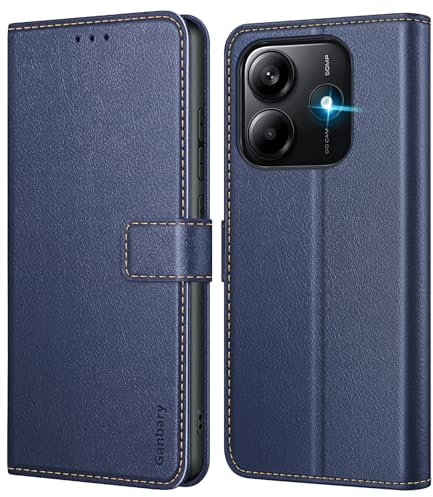 Ganbary Funda para Xiaomi Redmi Note 14 5G, funda de piel premium con tapa [ranuras para tarjetas] [cierre magnético] [función atril] compatible con Redmi Note 14 5G funda, azul