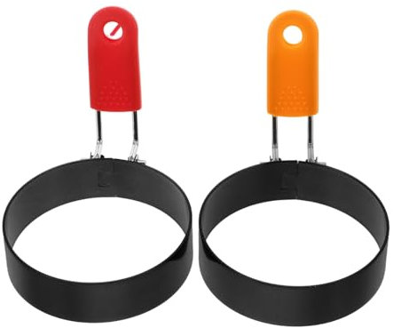 WATIIFUFU 2 Stück Antihaft Pfannkuchenform Runder Kuchenring Eierringe Zum Braten Von Eiern Pfannkuchenformen Backzubehör Eierform Omelettring Eierringe Für Grillplatte Tortenring