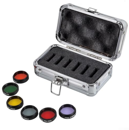 EasyByMall 6 Stück Teleskopfilter Nebelfilter mit Aufbewahrungsbox für Teleskope 3,2 cm (1,25 Zoll), Mond- und Himmelsglühfilter für Planetenbeobachtung