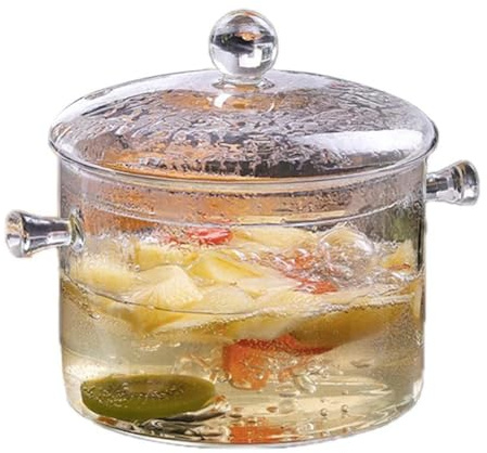 Generico Pentola per Zuppa in Vetro Resistente Calore da 3 Litri Microonde Riscaldamento A Fuoco Pentola in Vetro Trasparente Accessori per Casa Utensili da Cucina