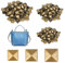 JIANGZHIB 210 Stück Quadratische Nieten Metall, Bronze Farbe Nieten für Leder, DIY Punk Ziernieten 3 Größen von 70 Jede 8mm/9mm/10mm für Taschen, Lederband, Kleidung, Schuhe