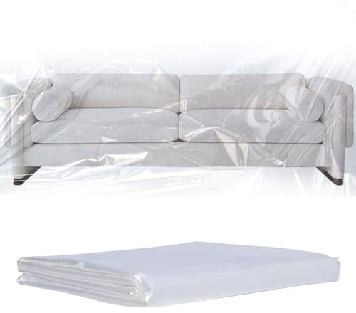 SuQurtom Plastic Sofa Cover 2mx3m, 1 Pack Heavy Duty Transparent PVC Furniture Protector, Waterproof Dustproof Moving Covers for Beds, Cabinets & Renovation Storage