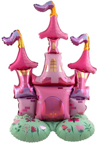 Folienballon * PRINZESSINNEN-SCHLOSS * als Deko für Geburtstag und Mottoparty | Stehender Schloss Luftballon, 65x91cm, wird mit Luft gefüllt | Mädchen Kinder Kindergeburtstag Partydeko Ballon