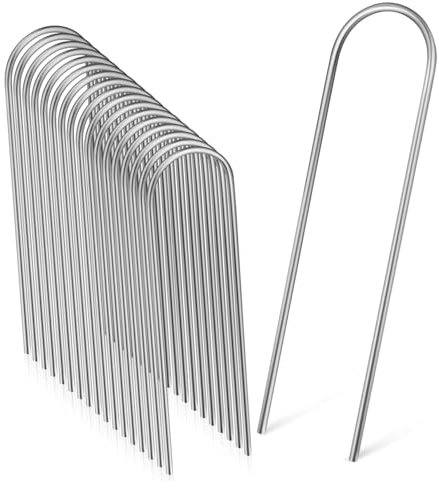 Abaodam 100 Pièces Piquets de Jardin U pour Fixation de Gazon Synthétique Protection Plantes Aménagement Paysager