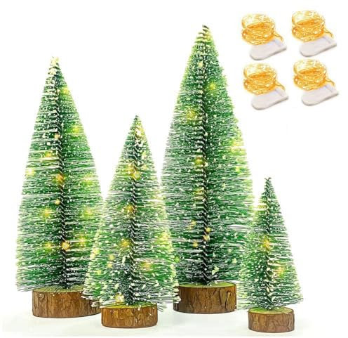 Booso PequeñO áRbol de Navidad con Luces, DecoracióN de Mesa NavideñA de 4 TamañOs, para Decoraciones Interiores NavideñAs