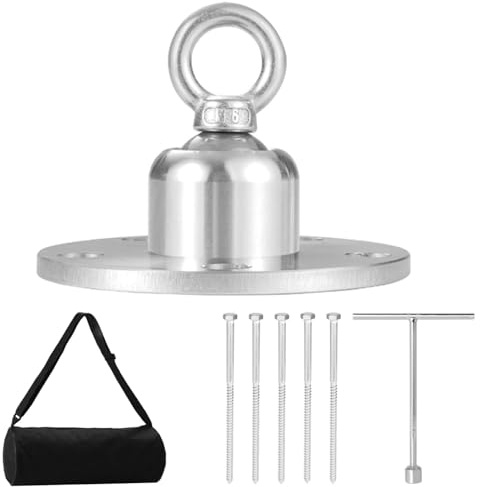 Hundepflock aus 304-Edelstahl, rostfrei, robust, um 360° drehbar, verhedderungsfrei, Bodenanker-Set für Hunde zum Anbinden im Freien, Camping, Hof, große Hunde bis zu 90 kg (Silber)