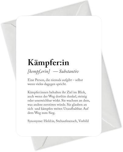 Looty Karte Definition Kämpfer:in Grußkarte mit Umschlag/Postkarte für Krebspatienten Chemo Therapie Aufmunterung Mut machen Geschenk