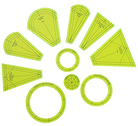 Gcljlmy 10 x Plate Stencil Set, Quilting Cutting Tool, Multifunctional 10 Cutters, Patchwork Acrylic Ruler, DIY Cutting Accessories