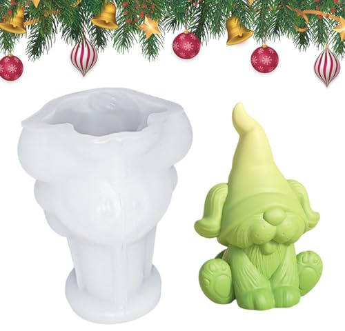 Christmas Dog Candle Moulds Christmas Themed Resin Casting Molds Xmas Silicone Candle Moulds Resin Moulds Candle Making Moulds for DIY Xmas Decorations Soap Candle