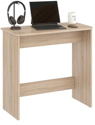 KOMTO Kleiner Schreibtisch Sonoma Eiche – Computertisch, PC Tisch für Büro, Schmaler Arbeitstisch, Büro Tisch | Small Desk Zipp 79,5 x 39 x 75,5 cm