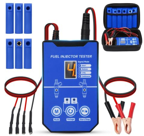 Fuel Injector Tester 8 Pulse Modes 5V/12V for Car & Moto GDI EFI Injectors | 6 universal nozzles, 1m cable, dual injector simultaneous test