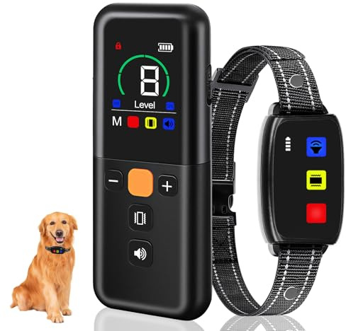 Joueainou Collier de Dressage pour Chien, Portée de 3300 Pieds, 3 Modes, avec Verrouillage de Sécurité, Étanche IPX67 et Autonomie Longue Durée