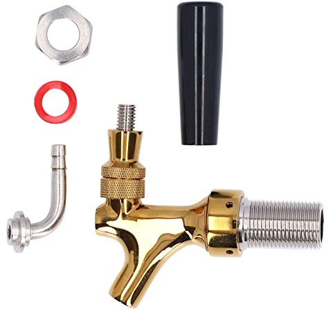 Grifo de cerveza Grifo de barril Acero inoxidable 304 Latón dorado Vertido suave Sellado seguro Accesorio de grifo de cerveza de barril para bar restaurante uso doméstico
