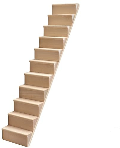 Puppenhaus-Treppe, Maßstab 1:12, Holztreppe, Puppenhaus-Möbel ohne Handlauf für Mini-Haus-Szene, Feengarten, Ornament, Spielzeugzubehör