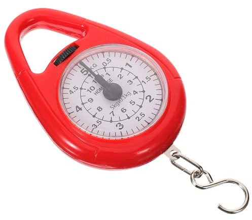 Tragbare Gepäckwaage 5kg aus Stahl, ABS und PVC mit Haken | Mechanische Hängewaage, Präzise Anzeige, Kompakt und Leicht, für Einkauf und Angeln
