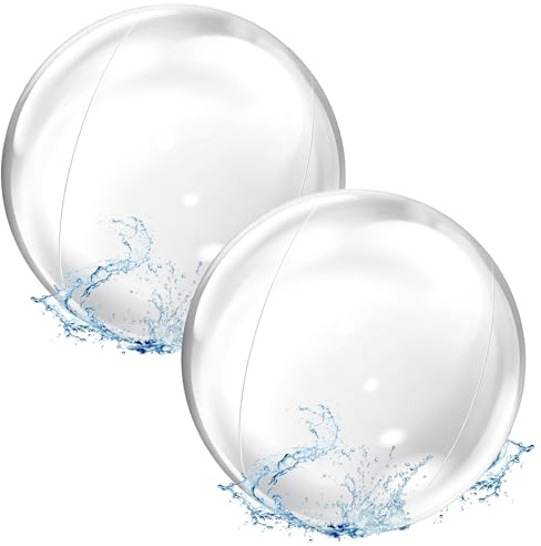 Ballon Piscine Gonflable, 2 Pièces Ballon de Plage Gonflable Geant, Ballon Piscine Transparent, Inflatable Beach Ball, Balles de Plage pour Extérieure, Jeux de Plage, Fêtes d'été
