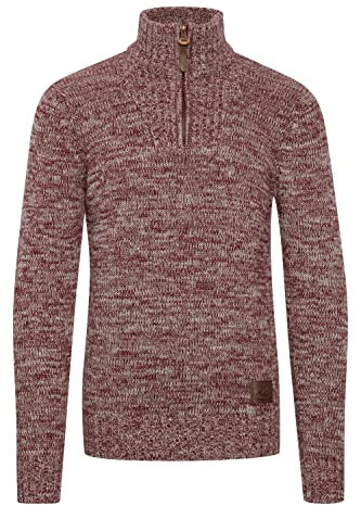 !Solid SDPhilostrate Herren Strickpullover Troyer Grobstrick Pullover mit Troyerkragen 100% Baumwolle Regular fit, Größe:XL, Farbe:Wine Red Melange (8985)