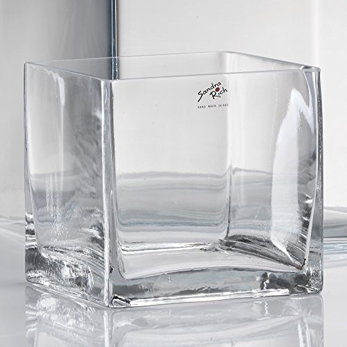 3x Glasvase Quadrat Würfel Glas Vase Blumenvase Tischvase 14 cm