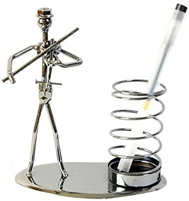 School Days Music Instrument Iron Art Steel Pencil Cup Pen Container Metal Desk Storage Gift (Violin)
