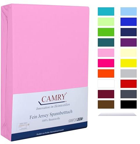 Camry Spannbettlaken 180x200cm - 200x200cm Hellrosa Baumwolle Bettlaken Jersey Spannbetttuch Oeko-Tex 100