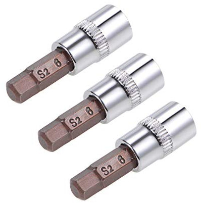 sourcing map 3Stk.1/4 Antrieb x 6mm Sechskant Steckdose Standard Metrisch S2 & Cr-V Stahl