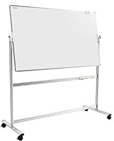 ALLboards Mobiles Whiteboard 150x100cm Magnettafel, Fahrbare Drehtafel, Beidseitig, Magnetisch, Trocken Abwischbar