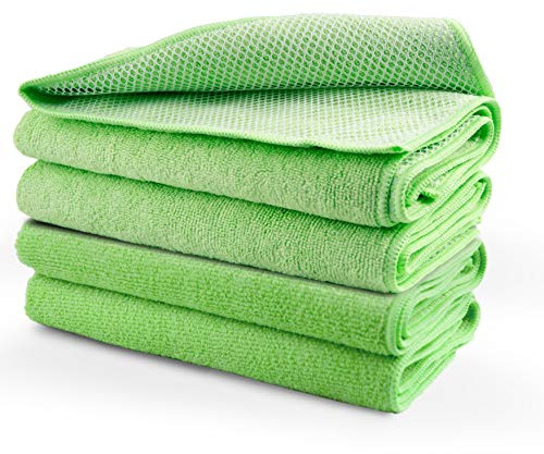 Greased Lightning Microfibre Bug Cloths 4 Pack | Netted on one side for tough bug, tar & bird dropping removal. Ultra-absorbent, safe on bodywork, glass & plastic
