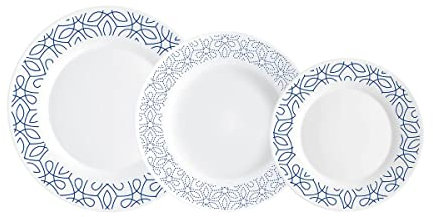 Piatti Bormioli, Vetro, ricamo blu 18 pezzi