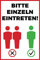 2 Stück Aufkleber Bitte einzeln eintreten | 20 x 30 cm | Wasserfest | Hinweisaufkleber | Schutzlaminat
