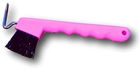 Hufkratzer für Pferde Esel Ziegen Huf mit extra Stabiler Bürste und ergonomischen Griff (Pink (2X))