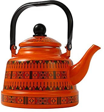 Théières Service À Thé Theiere Chinois Style Enamel Théière Enamel Pot De Bouilloire Bouilloire Peut Être Utilisé Modèle Vintage En Émail-Orange_1.1L