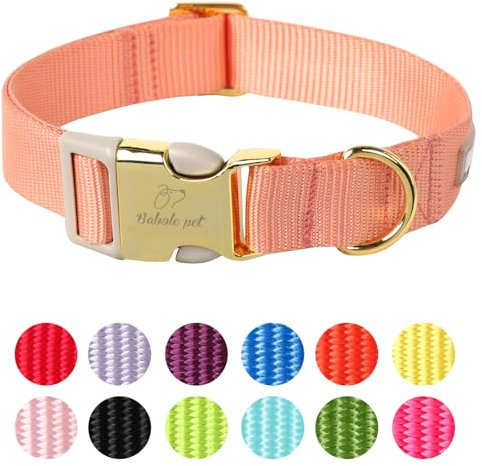 Babole Pet Hundehalsband aus Nylon, verstellbar, weiches Gurtband, für kleine, mittelgroße und große Hunde, Jungen, Mädchen, Welpenhalsband mit Sicherheits-Metallschnalle, Größe M, Orange