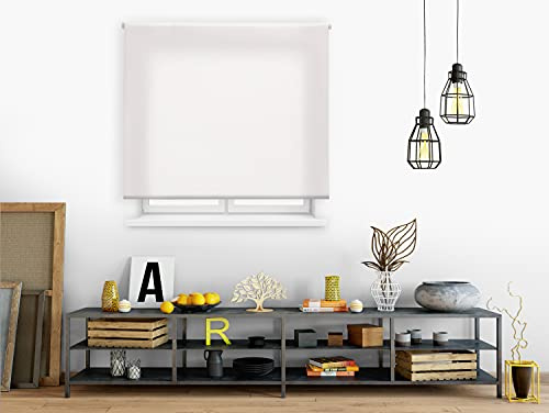 PULRIN | Rollo, Größe 140 x 250 cm, Breite x Höhe, und Lichtregulierung – lichtdurchlässiger Rollostoff, Größe 137 x 245 cm, ecrufarbene Wand- oder Deckenmontage